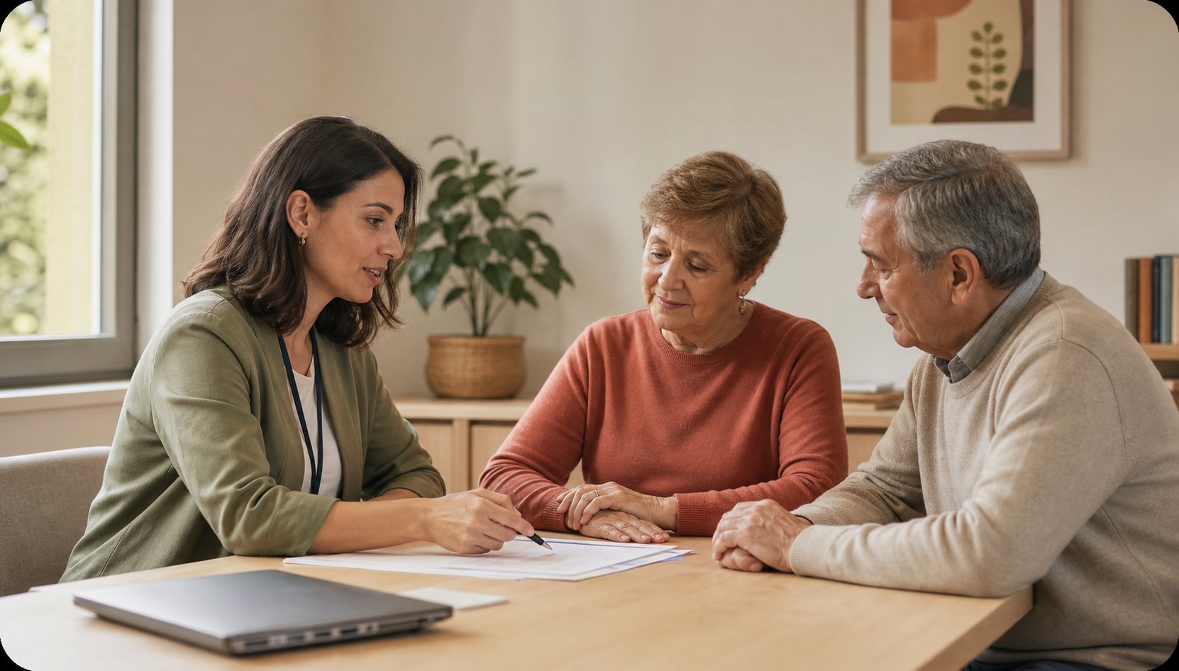 Profesional de salud en una consulta de evaluación cognitiva