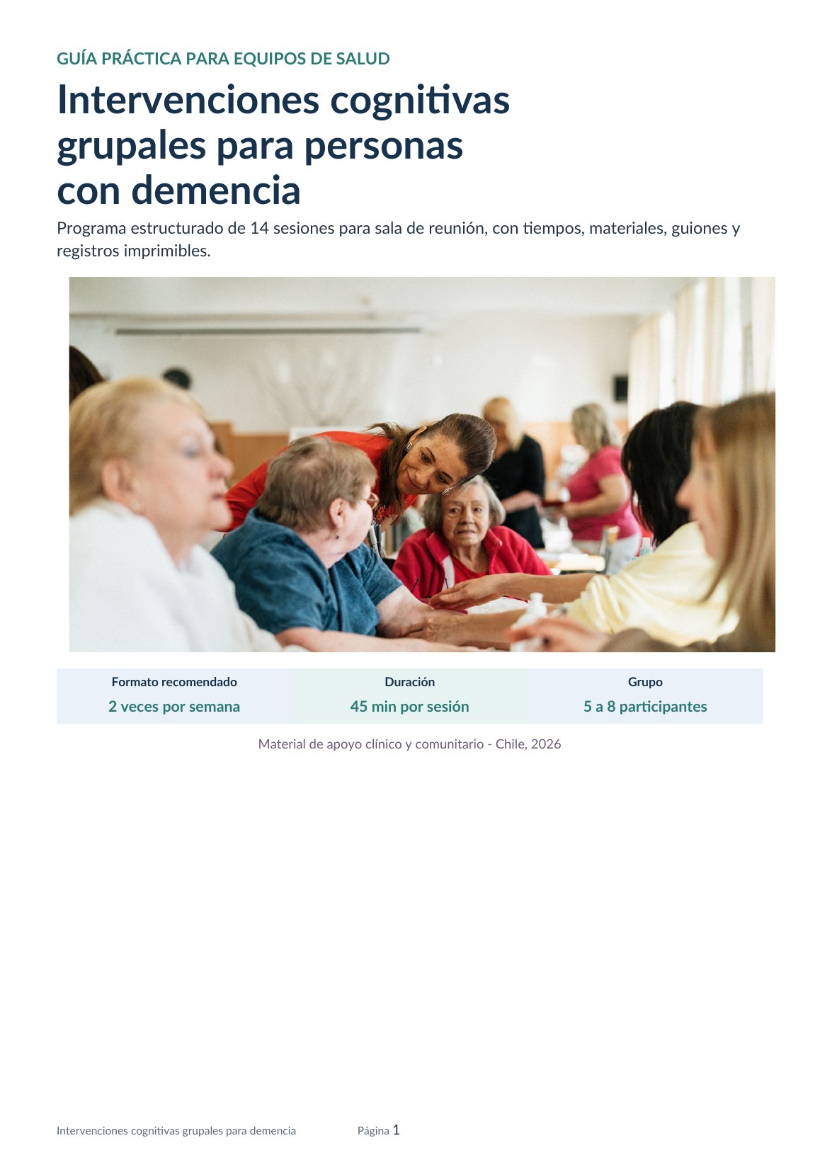 Portada del manual Intervenciones cognitivas grupales para personas con demencia
